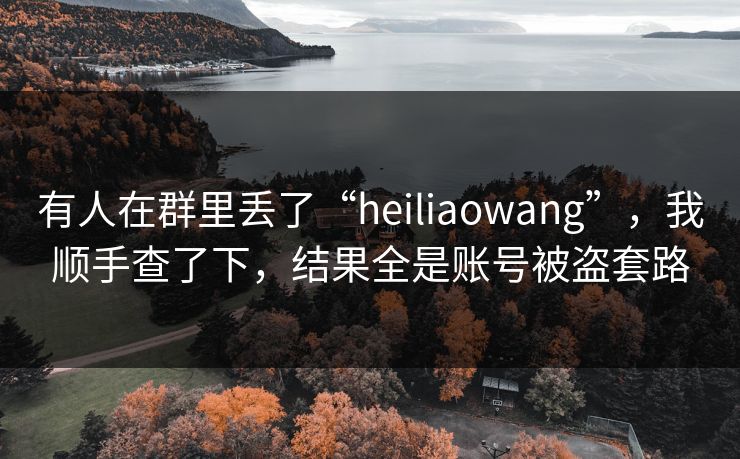 有人在群里丢了“heiliaowang”，我顺手查了下，结果全是账号被盗套路