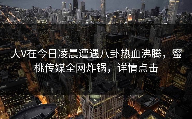 大V在今日凌晨遭遇八卦热血沸腾，蜜桃传媒全网炸锅，详情点击