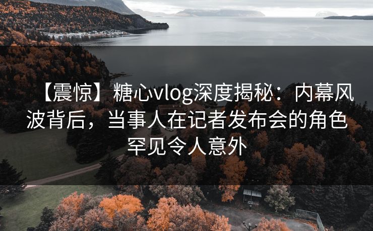 【震惊】糖心vlog深度揭秘：内幕风波背后，当事人在记者发布会的角色罕见令人意外